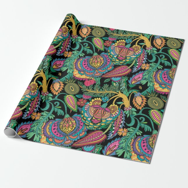 Decorative Floral Wrapping Paper (Unrolled)