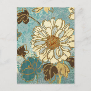 Decorative Florals in Blue and White Postcard