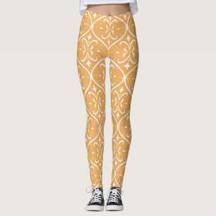 Decorative flourish seamless pattern, oriental bac leggings