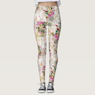 Decorative flower seamless with yellow pearl leggings