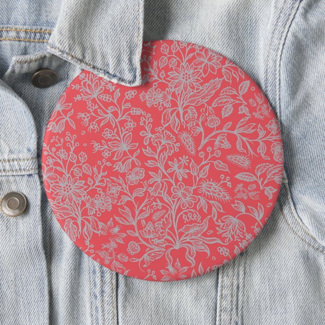 Decorative flowers 9 6 cm round badge (In Situ)