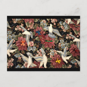 Decorative Flowers And Doves Postcard