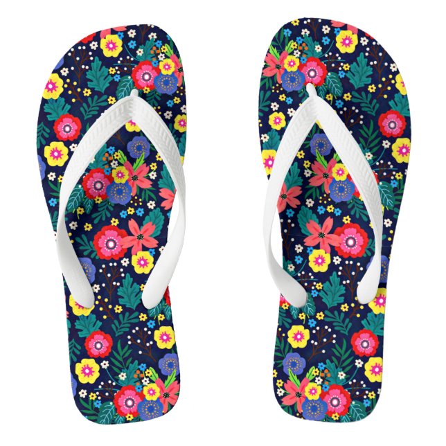 Decorative Flowers And Leaves Pattern-48675 Jandals (Footbed)