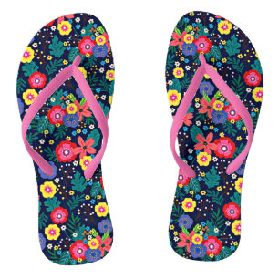 Decorative Flowers And Leaves Pattern-48675 Jandals