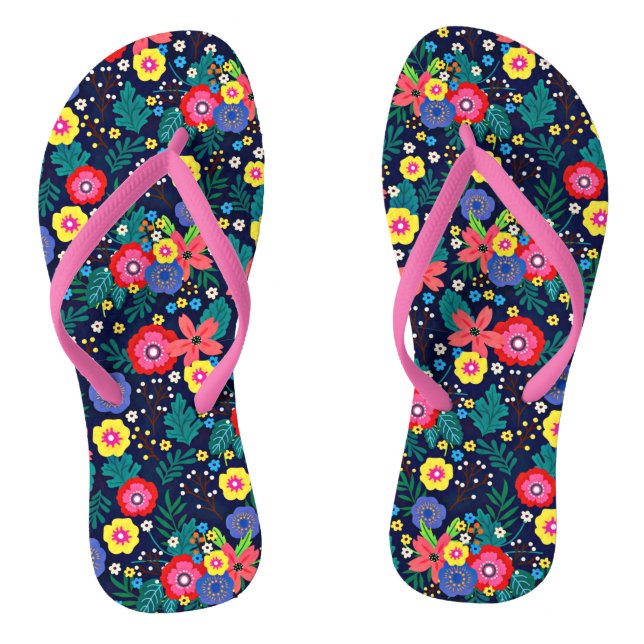 Decorative Flowers And Leaves Pattern-48675 Jandals (Footbed)