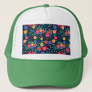 Decorative Flowers And Leaves Pattern-48675 Trucker Hat