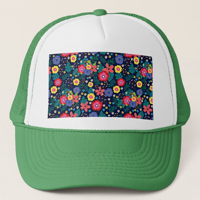Decorative Flowers And Leaves Pattern-48675 Trucker Hat (Front)