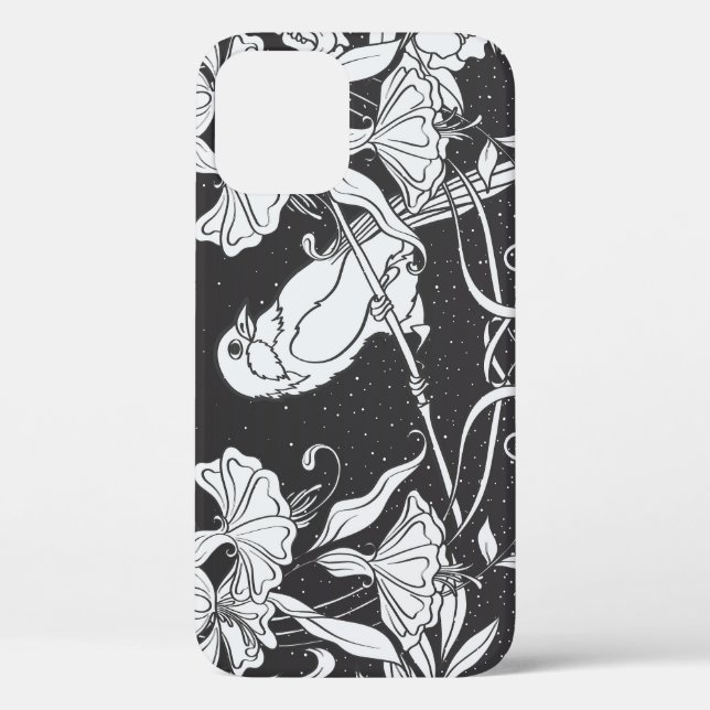 Decorative Flowers Bird Nouveau Poster Case-Mate iPhone Case (Back)