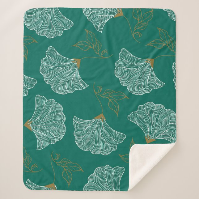 Decorative Flowers Seamless Pattern Sherpa Blanket (Front)