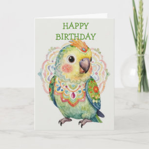Decorative Folk‑Art Parrot Illustration  Card