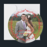 Decorative Frame Holiday Card - Red<br><div class="desc">This round holiday card features a decorative frame and a full-bleed photo.</div>