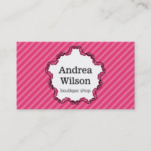 Decorative Frame / Magenta Stripes Business Card
