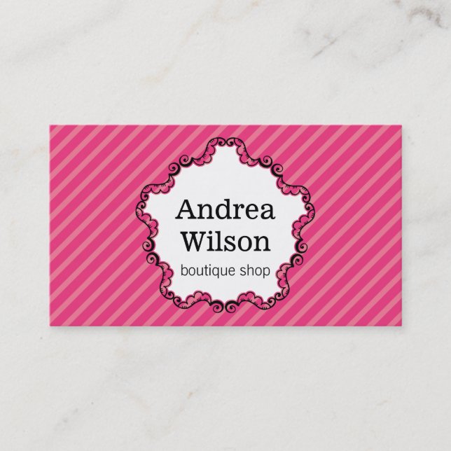 Decorative Frame / Magenta Stripes Business Card (Front)