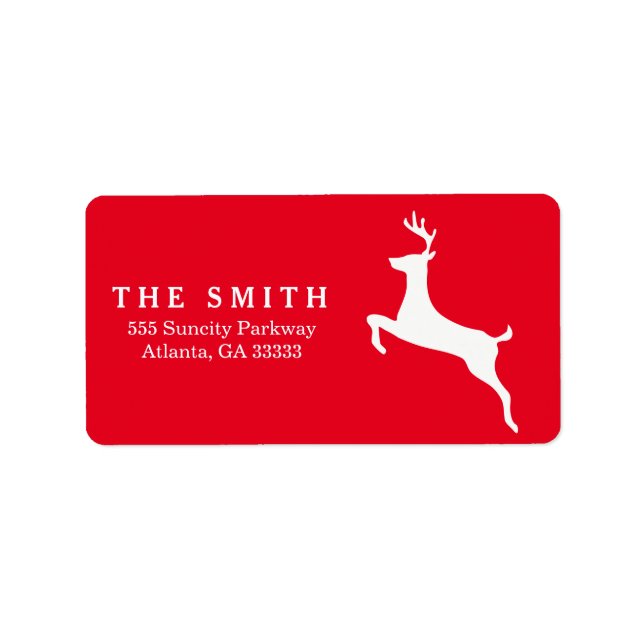 Decorative Frame Reindeer Red Christmas Label (Front)