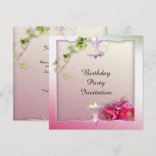 Decorative French Frame Woman´s Birthday Party Invitation