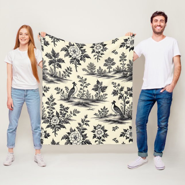 Decorative French toile pattern Fleece Blanket (In Situ)