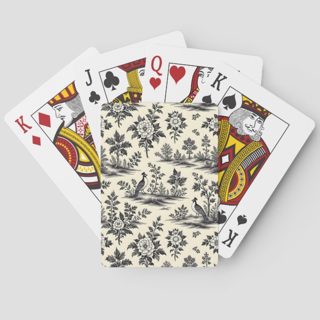 Decorative French toile pattern Playing Cards (Back)