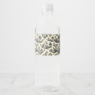 Decorative French toile pattern Water Bottle Label