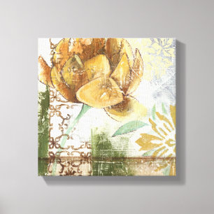 Decorative Fresco Design with Globe Flower Canvas Print