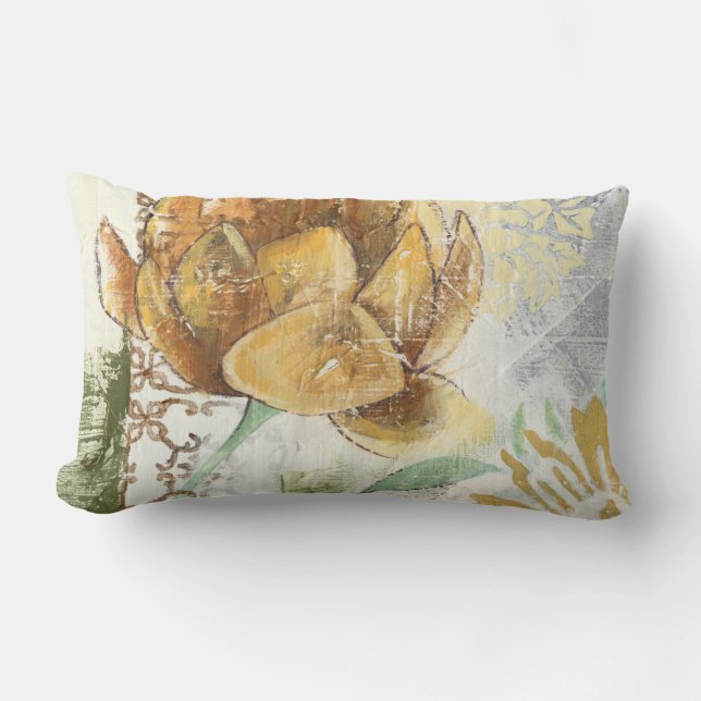 Decorative Fresco Design with Globe Flower Lumbar Cushion (Front)