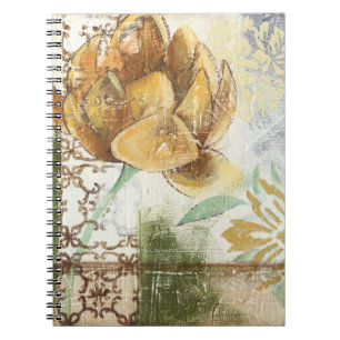 Decorative Fresco Design with Globe Flower Notebook