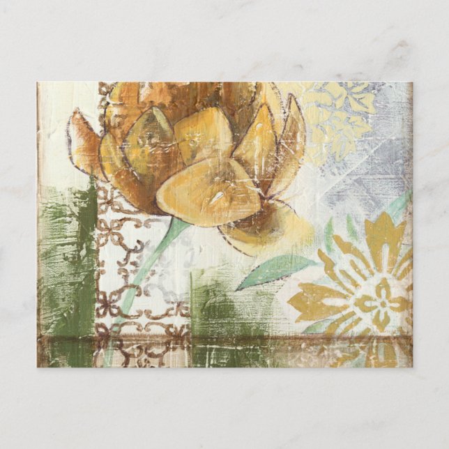 Decorative Fresco Design with Globe Flower Postcard (Front)