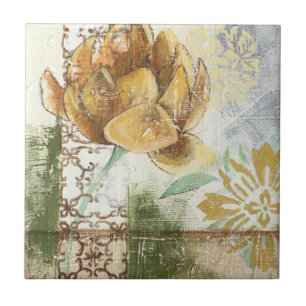 Decorative Fresco Design with Globe Flower Tile