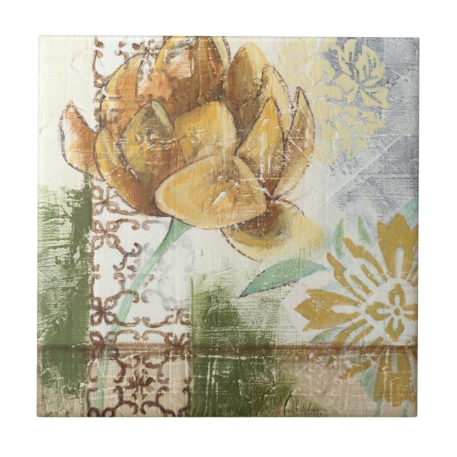 Decorative Fresco Design with Globe Flower Tile (Front)