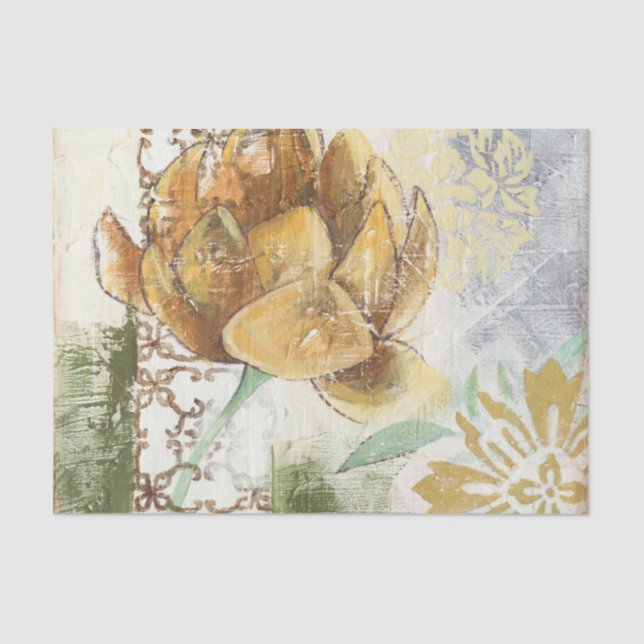 Decorative Fresco Design with Globe Flower Tissue Paper (Front)