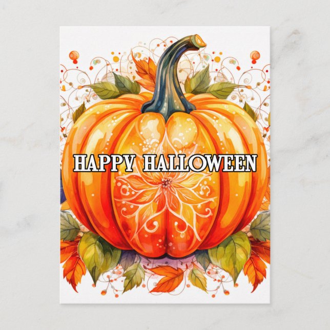 Decorative Freshly Harvested Halloween Pumpkin Postcard (Front)