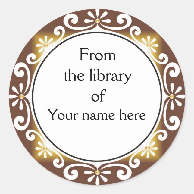 Decorative From The Library Of Bookplates Classic Round Sticker (Front)