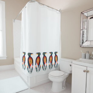 decorative fun festive bird border shower curtain