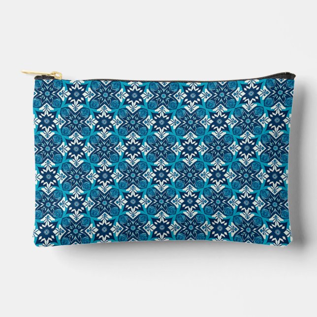 Decorative Geometric Floral Pattern Accessory Pouch (Front)