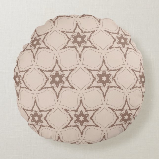 Decorative geometric floral pattern. Seamless vint Round Cushion (Front)