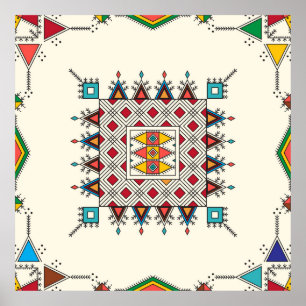 Decorative geometric repeating pattern inspired by poster