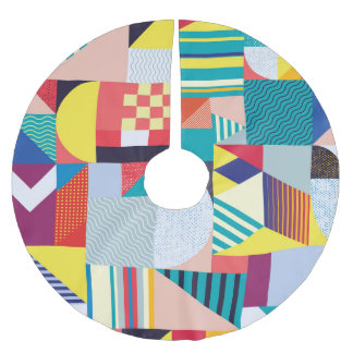 Decorative Geometric: Vintage Abstract Pattern. Brushed Polyester Tree Skirt