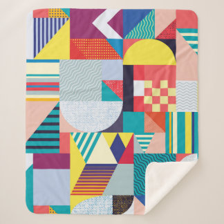 Decorative Geometric: Vintage Abstract Pattern. Sherpa Blanket