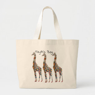  Decorative Giraffe Large Tote Bag