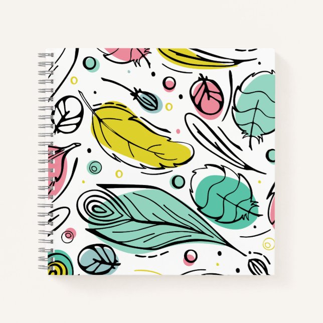 Decorative girly leaf pattern l Modern pink Notebook (Front)