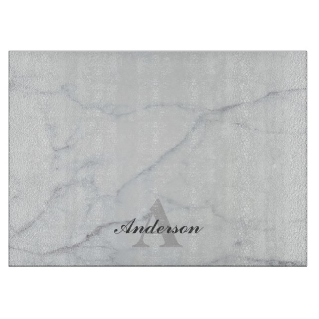 Decorative Glass Chopping Board - Gray Marble (Front)