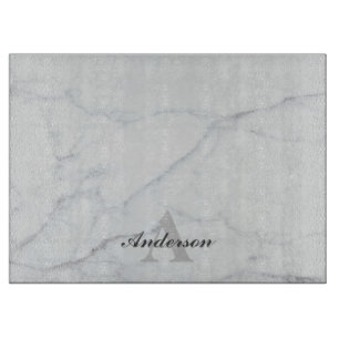 Decorative Glass Chopping Board - Grey Marble