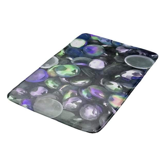 Decorative Glass Pebble Stones Painting Bath Mat (Angled)