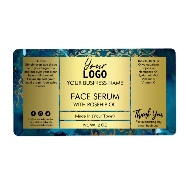 Decorative Gold And Blue Face Serum (Front)