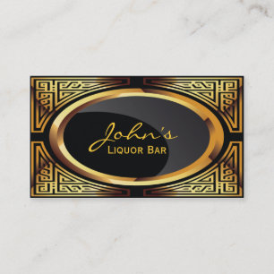 Decorative Gold & Black Liquor Bar Business Card