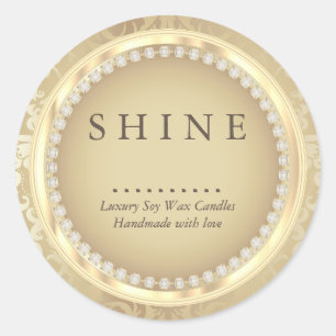Decorative Gold Frame Classic Round Sticker