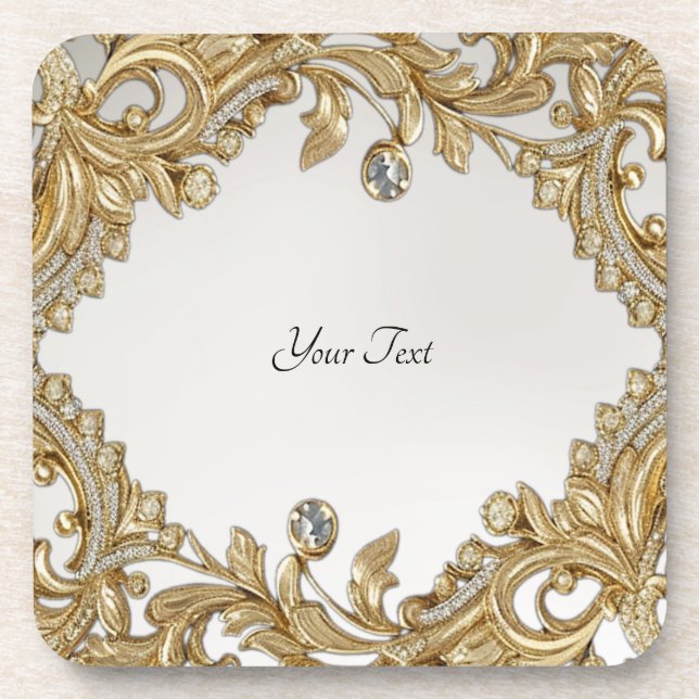 Decorative Gold Hard Plastic Coaster (Front)