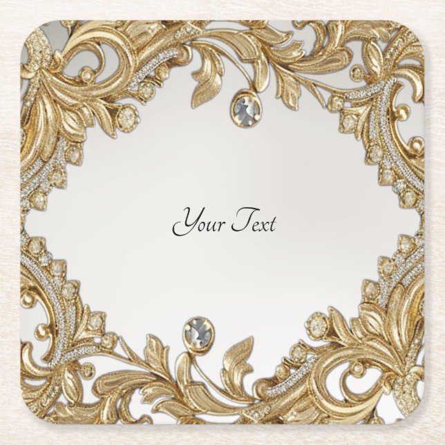 Decorative Gold Paper Coaster (Front)