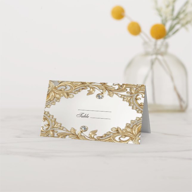 Decorative Gold Place Card (Front)