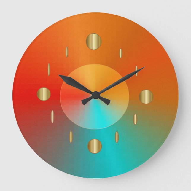 Decorative Gold Red Aqua Green > Trendy Wall Clock (Front)