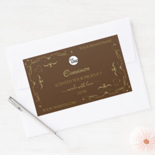Decorative Gold Scrollwork Corners on Brown Logo Rectangular Sticker